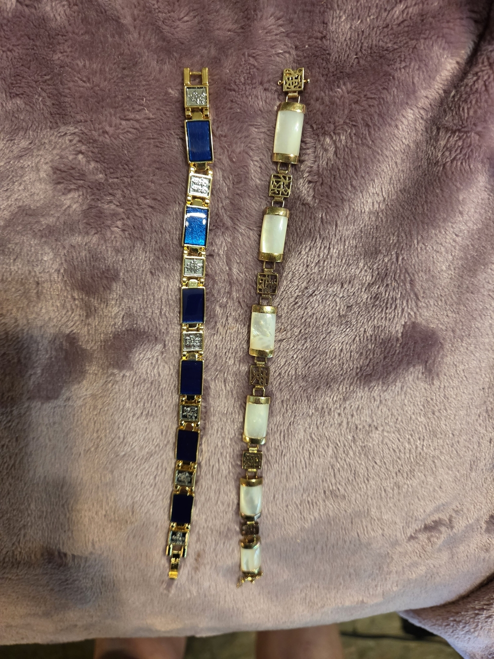 Classic Gold-Tone Blue and Mother-of-Pearl Bracelet Set